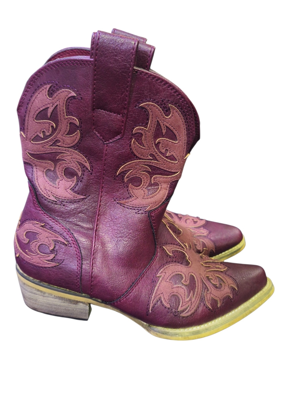 Women’s Purple Western Embroidered Ankle Booties